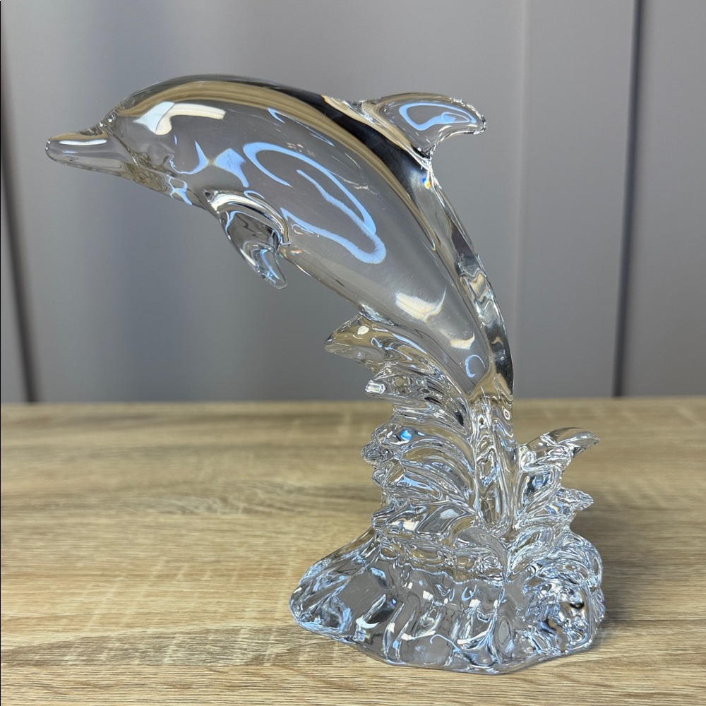 Vtg Princess House Wonders of the Wild Dolphin Waves 24% Lead Crystal Germany